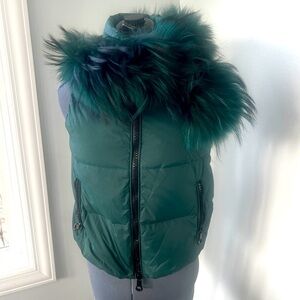 Emerald Green Faux Fur Trim Puffer Vest